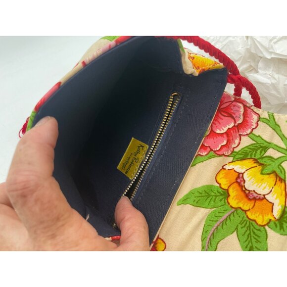 Kathy Robinson Floral Print Purse  Vibrant Tassel & Rope Strap  Eye-Catching Sty - Picture 4 of 6